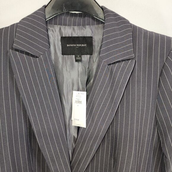 NWT Banana Republic Grey Pinstripe Suit Jacket Blazer Size 4 - Picture 5 of 7